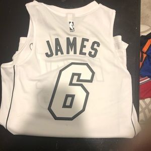 LeBron James white hot Miami Heat jersey